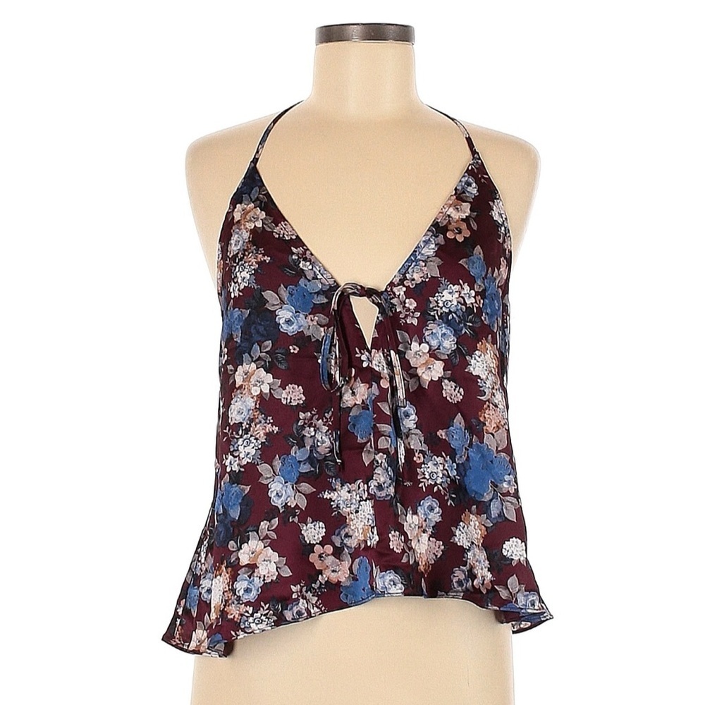 Womens Maroon Floral Tank Top Size Medium